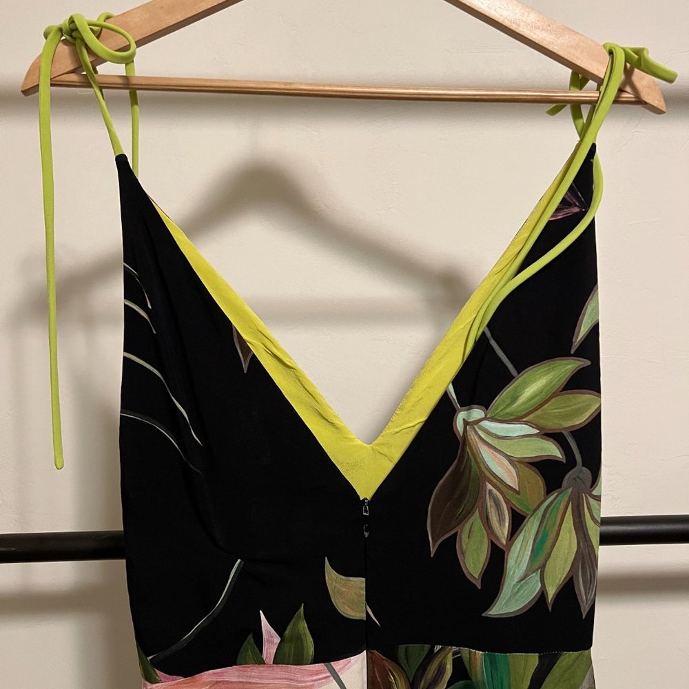 Christian Siriano Hawaiian Print Tie Strap Maxi Dress 6 - Picture 11 of 13